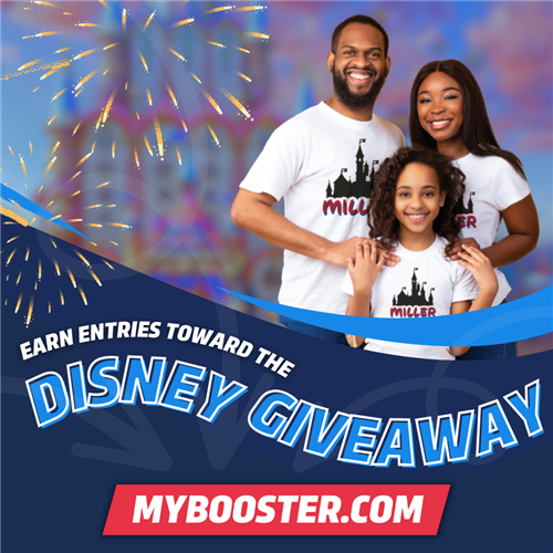 Disney Giveaway, visit mybooster.com